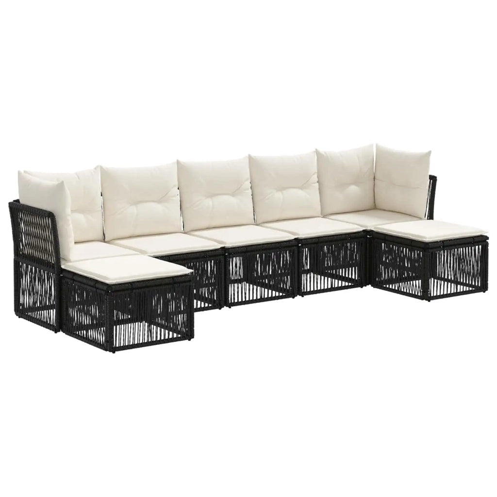 Set Divano da Giardino 7 pcs Nero polyrattan 3434308