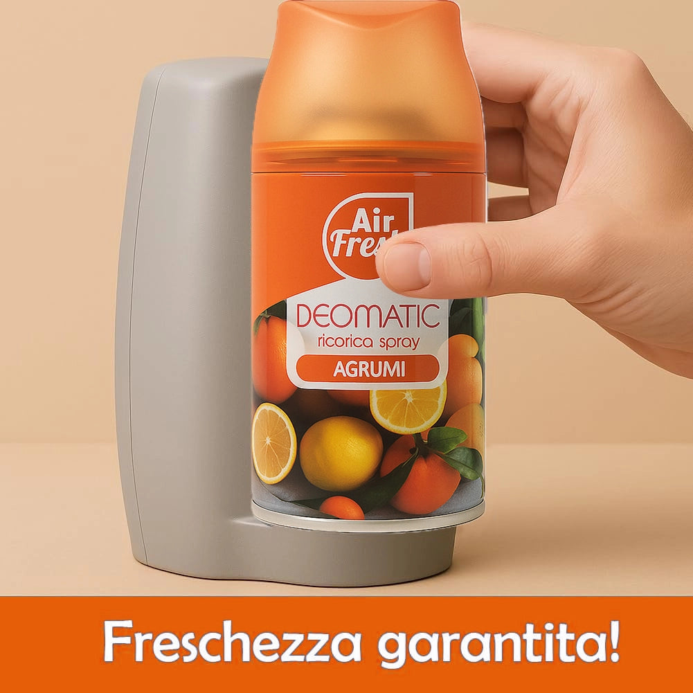 AIR FRESH Deomatic Set 6 x 250 ml Ricarica Spray Profumatore per Ambiente Agrumi
