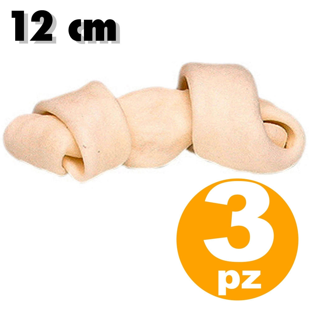Trade Shop - Snack Per Cane 3 Pezzi A Forma Di Osso Bianco Con Nodo Set Spuntino -