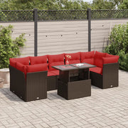 Set Divani Giardino 8 pz con Cuscini Marrone Polyrattan Acacia 3326125