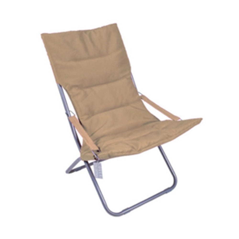 Trade Shop - Spiaggina Sedia Canapone In Acciaio Tessuto Imbottito Pieghevole Relax Marrone 3994190 -