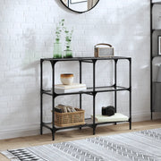 vidaXL Tavolino Consolle Piano Vetro Trasparente 98x30x81cm in Acciaio