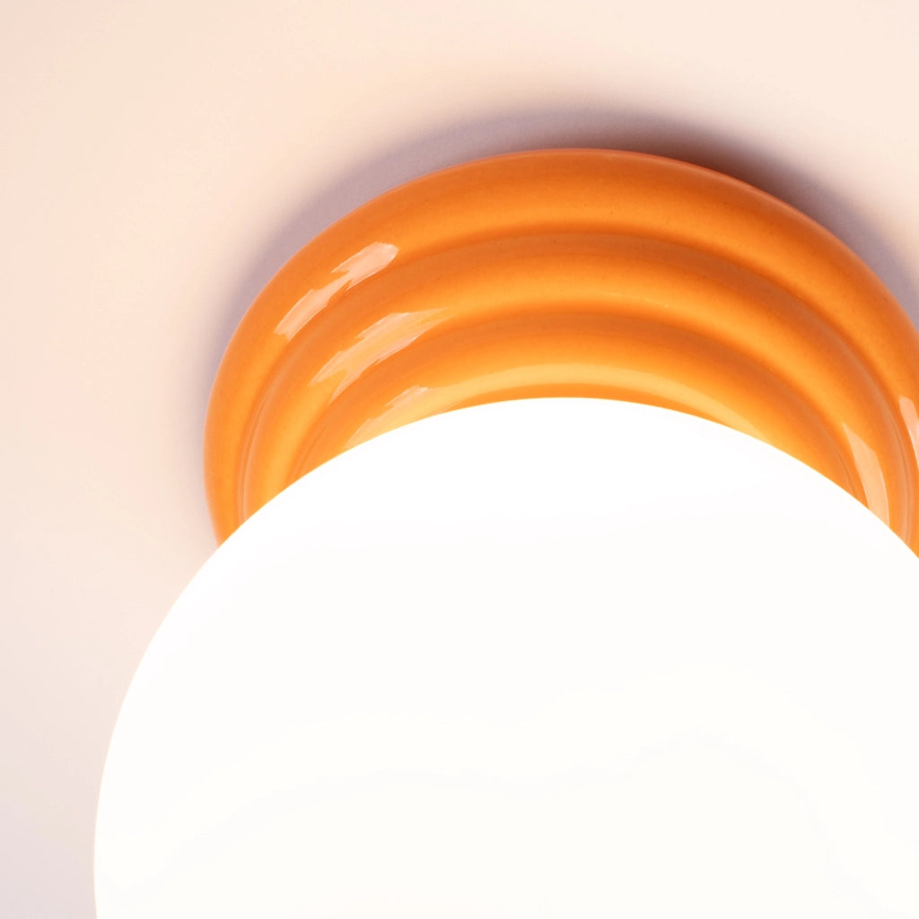 Plafoniera bagno sfera vetro opale arancio IP44 G9