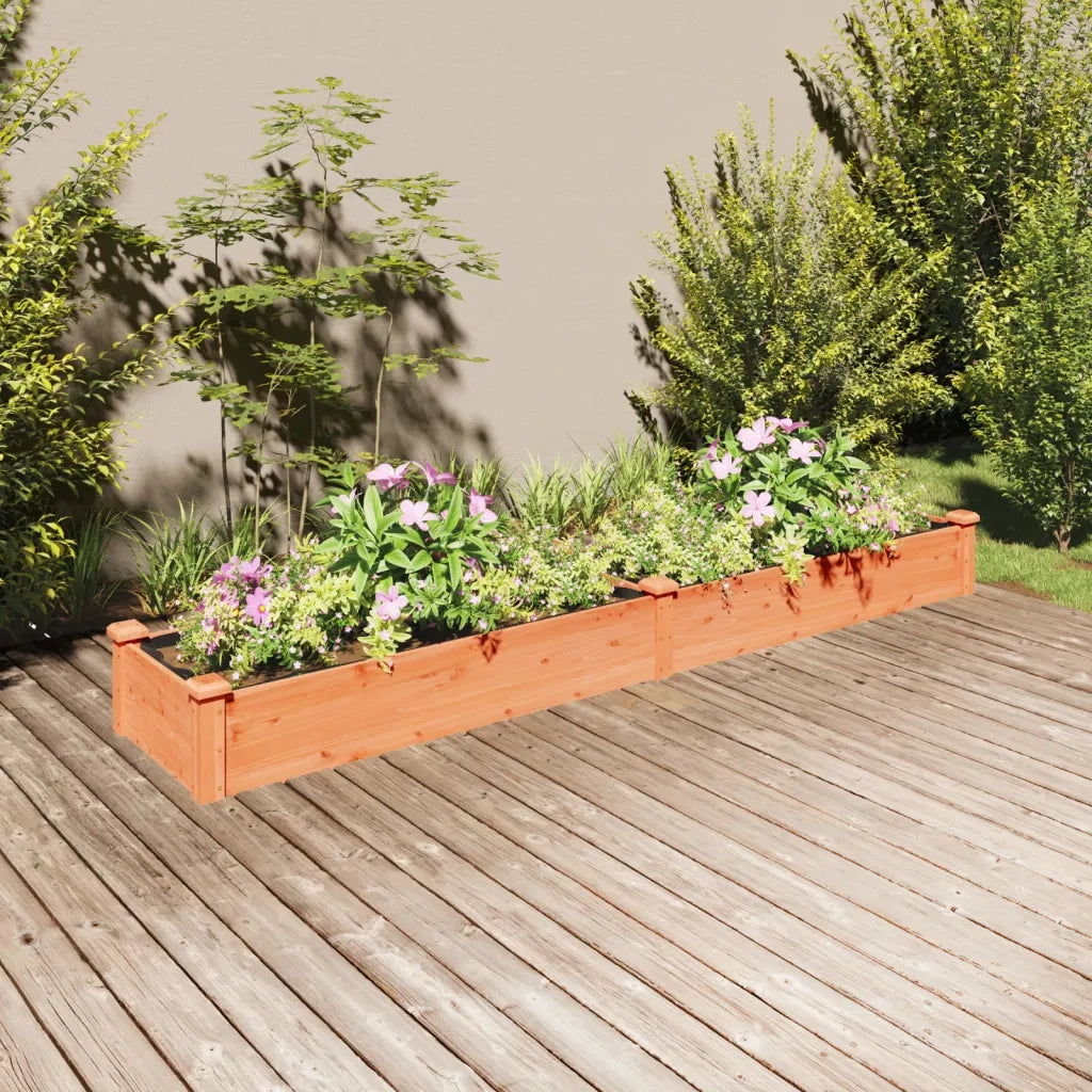 Fioriera | Cassetta per fiori | Vaso Giardino Fodera Marrone 240x45x25 cm Massello Abete