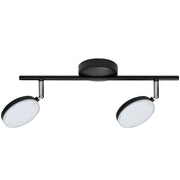 Lampada LED parete/soffitto 2 luci 10W nera 3000K Polux Capri