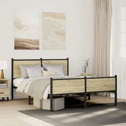 vidaXL Giroletto senza Materaso in Metallo Rovere Sonoma 150x200 cm