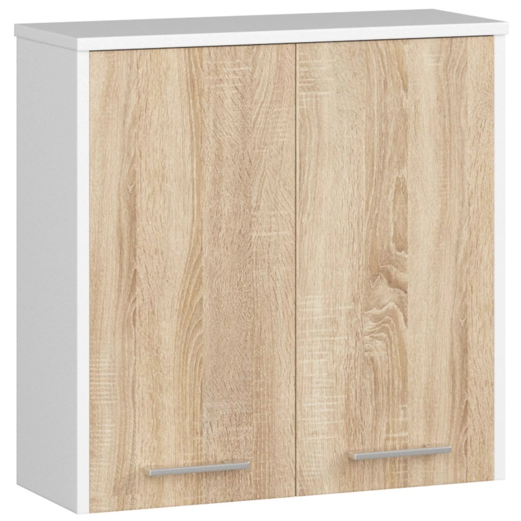 Mobile bagno sospeso AKORD FIN Bianca 60 cm 2 ante inserto frontale Sonoma Quercia 60x22,5x60 cm