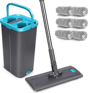 Dweil a microvezel extra lungo 149 cm - Vasca di asciugatura - Mani pulite - Spazzola rotativa - Scopa con sistema di lavaggio automatico - 6 spugne riciclabili - Maniglie in acciaio inossidabile