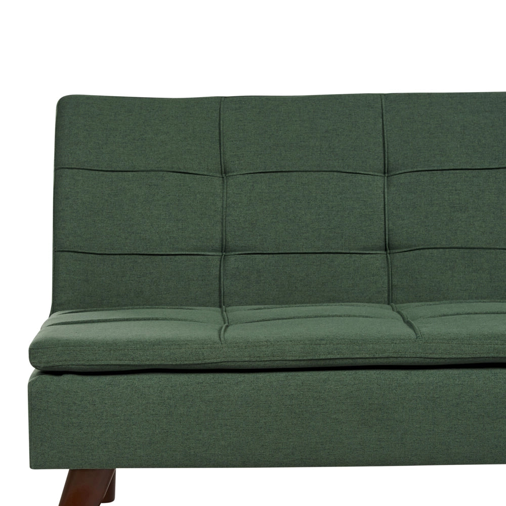 Divano letto verde a 3 posti con rivestimento trapuntato Click Clack Schienale diviso Gambe in metallo