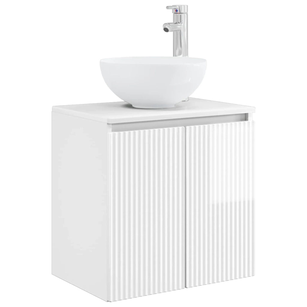 Set di mobili per il bagno 3 pz Bianco Lucido 3406067