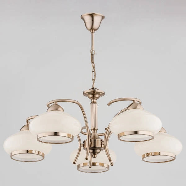Lampadario classico LANIA 5 luci E27 oro/ecru Alfa Ø59cm