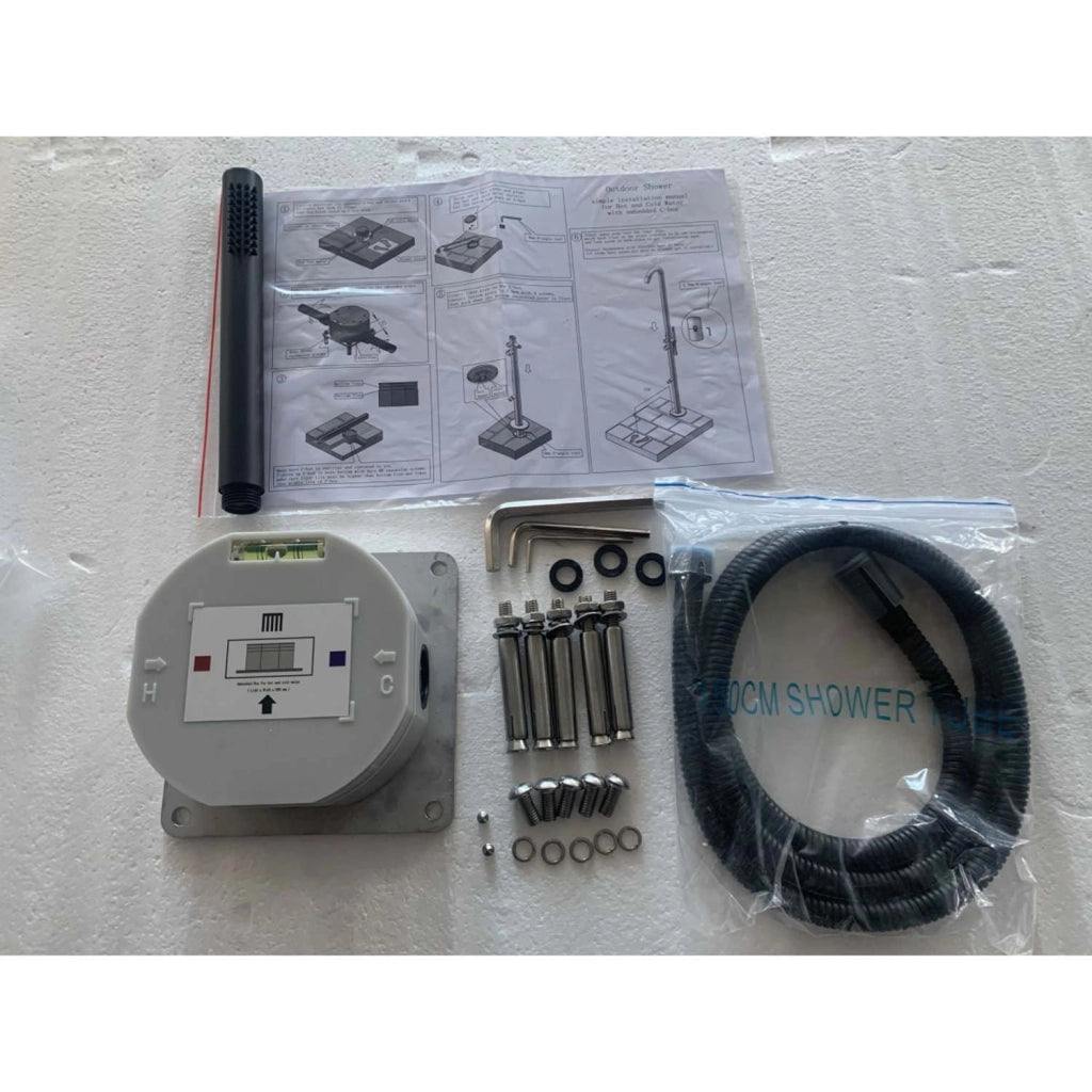 Sined Doccia c Box Sistema Fissaggio Rapido Docce Inox Cbox Per Una Sicura e Facile Installazione Delle Docce Inox Esterne Con Attacco Acqua Caldafredda