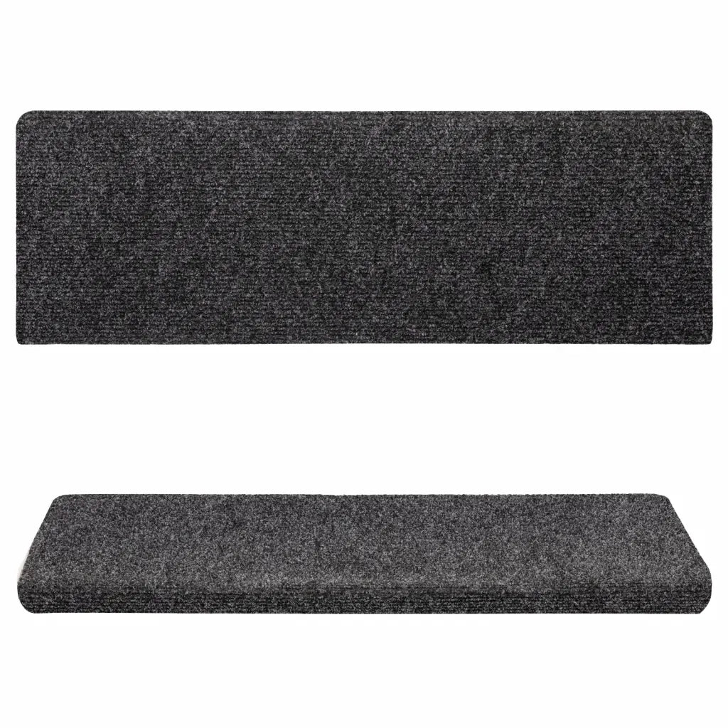 Tappetini per scale autoadesivi 15 pz 65x21x4 cm Grigio Scuro bordo rettangolare 134562