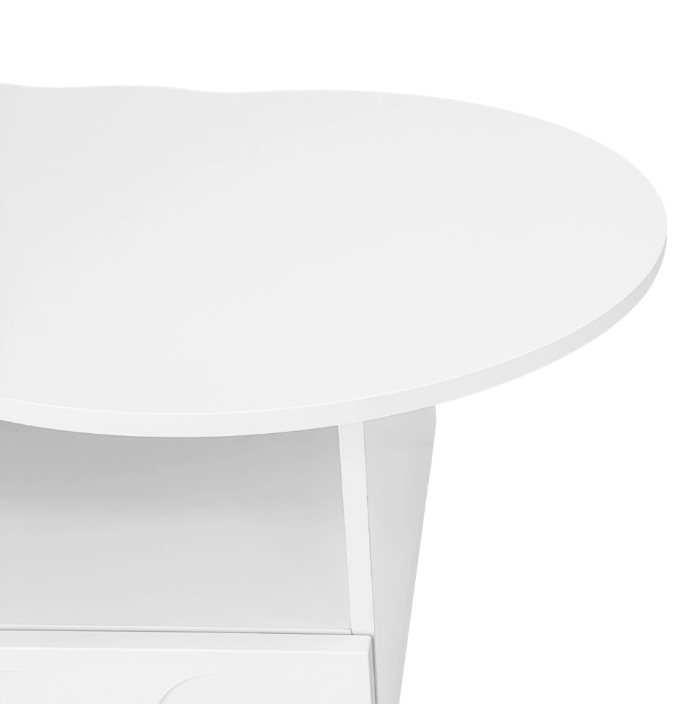 Tavolino da salotto a forma di nuvola 100x60x40;5 cm; in truciolare bianco con cassetto