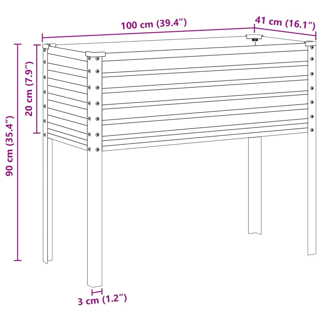 Fioriera rialzata per piante e fiori terrazza giardino 100 x 41 x 90 cm acciaio grigio 02_0037272