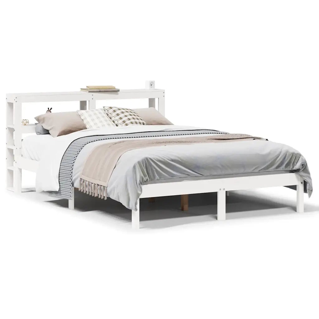 Letto senza Materasso Bianco 135x190 cm Legno Massello di Pino