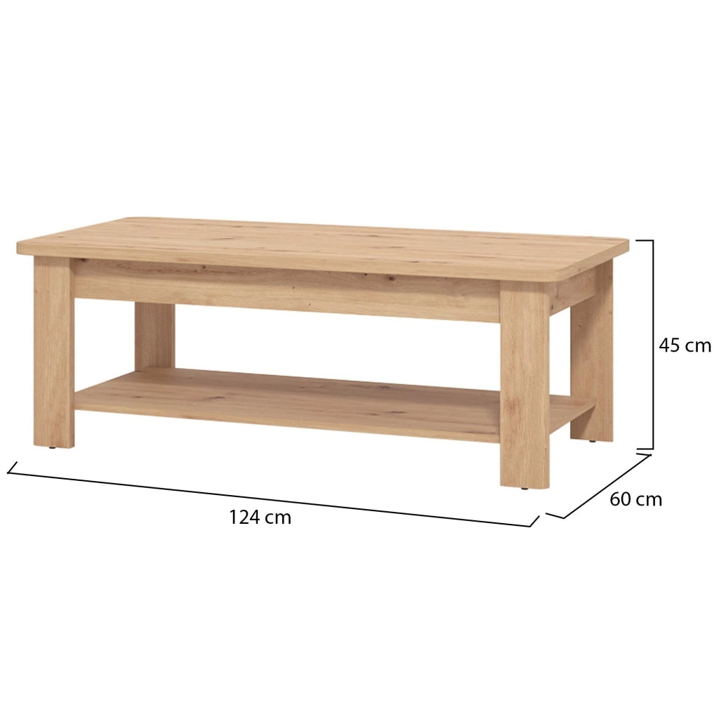 Pella, Tavolino da Salotto un Vano, 124x60x45h cm Marrone Rovere Nodi