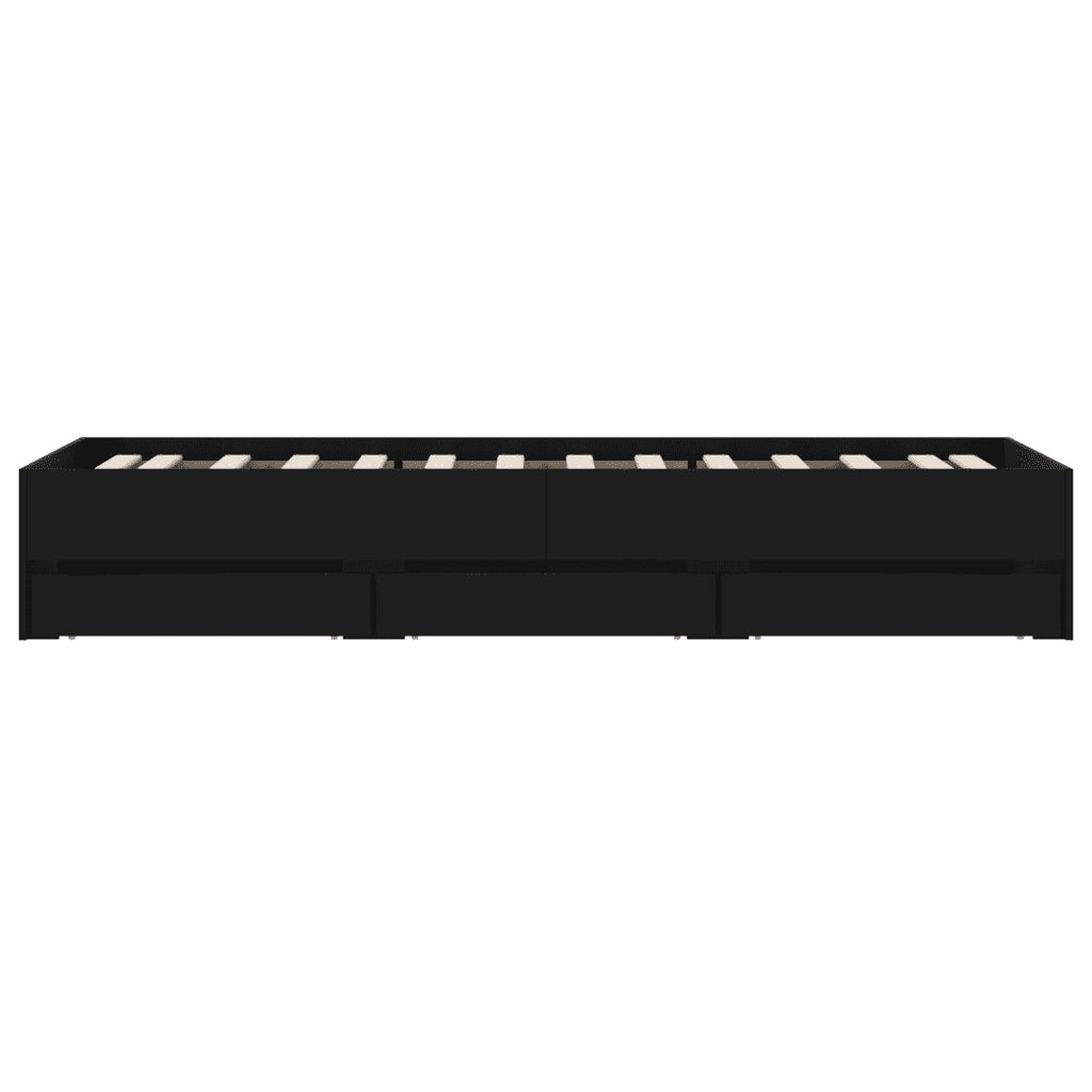 Giroletto con Cassetti-Struttura Letto con contenitore Nero 90x200 cm in Legno Multistrato
