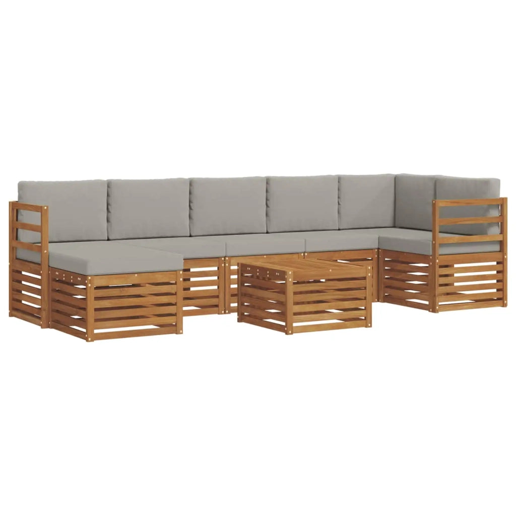 Set di divani da esterno 8 pcs Grigio Naturale e Chiaro