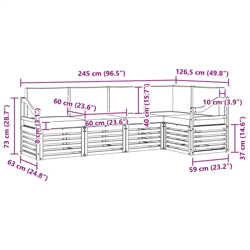 Set divano sezionale con cuscino 5 pcs Naturale e Beige 3374828