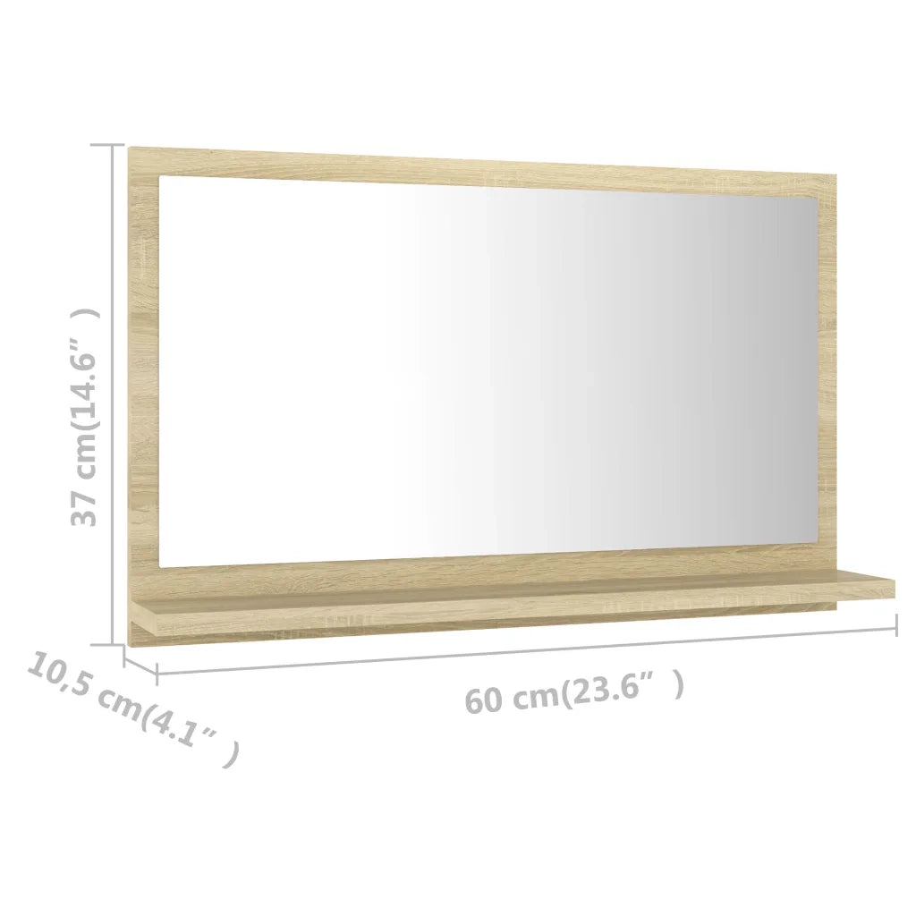 Specchio da Bagno Rovere Sonoma 60x10,5x37 cm Legno Multistrato 804565