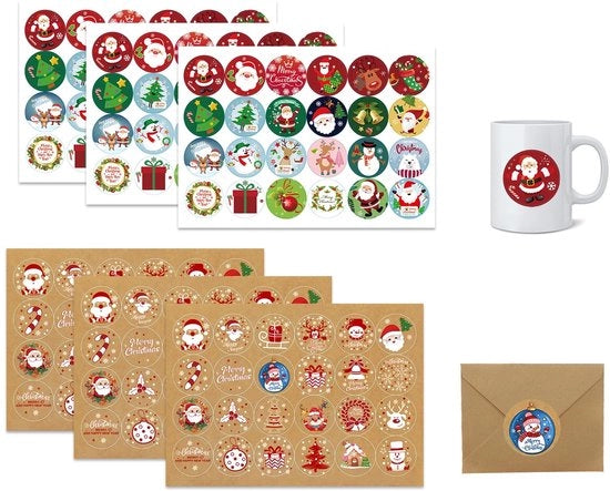 Etichette Self Adesivi per Natale 6 Fogli - Etichette Autoadesive - Motivi Rustici - Carta Cadeau - Carte di Auguri - Ideale come Regalo di Natale - Etichette per Regali