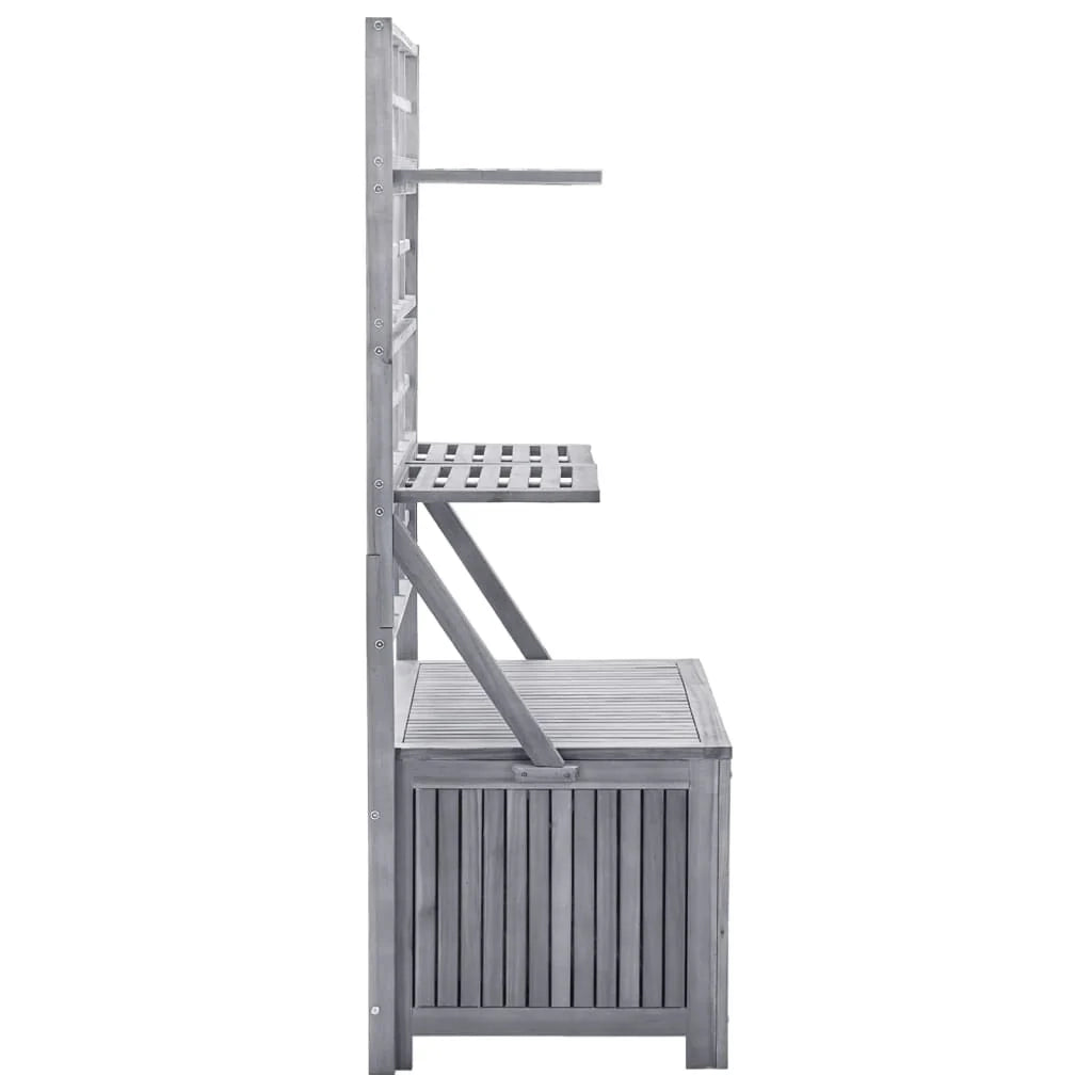 Scatola portaoggetti con rete 99 x 55 x 160 cm in massello di acacia grigio 02_0012997