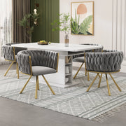 Sedie da pranzo set da 2 girevoli a 360 gradi con schienale ergonomico e seduta imbottita in velluto grigio oro
