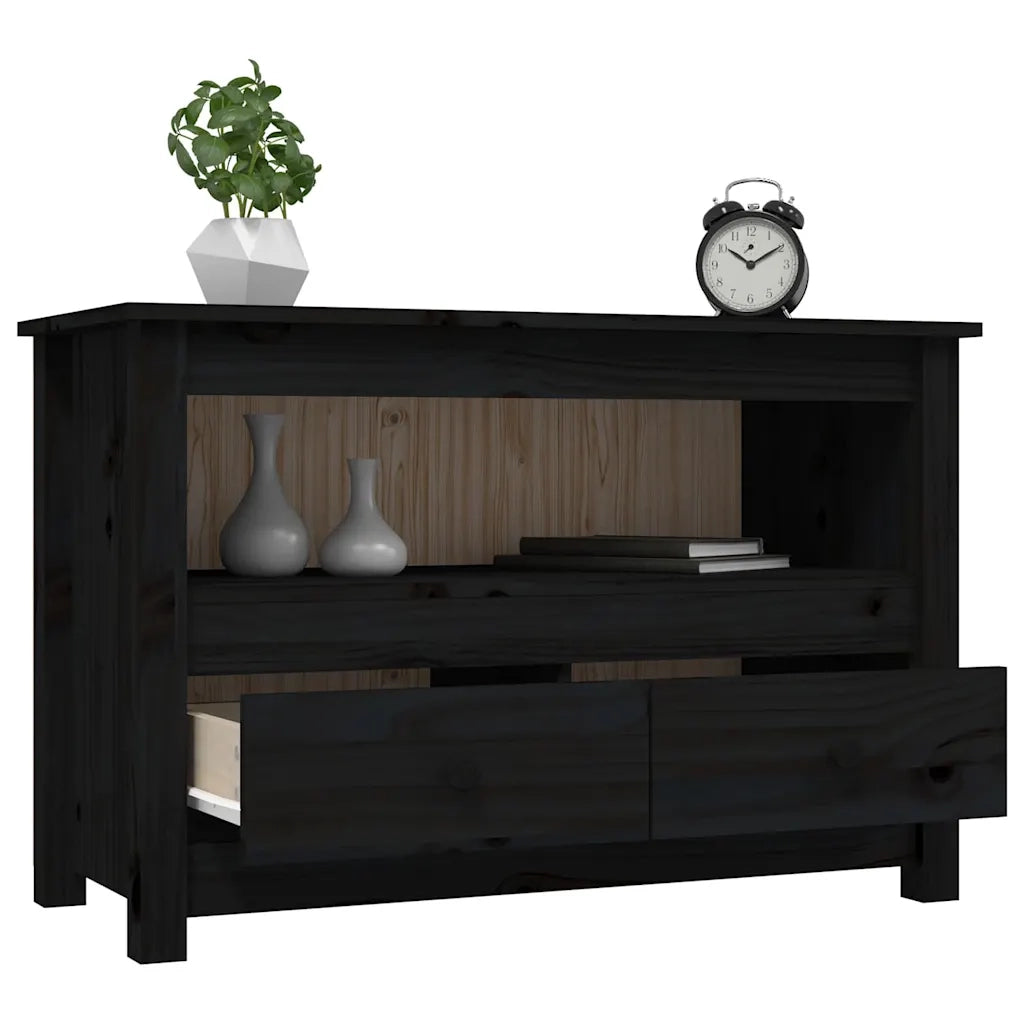 Mobile Porta TV-Mobile per TV-Credenza TV Nero 79x35x52 cm in Legno Massello di Pino