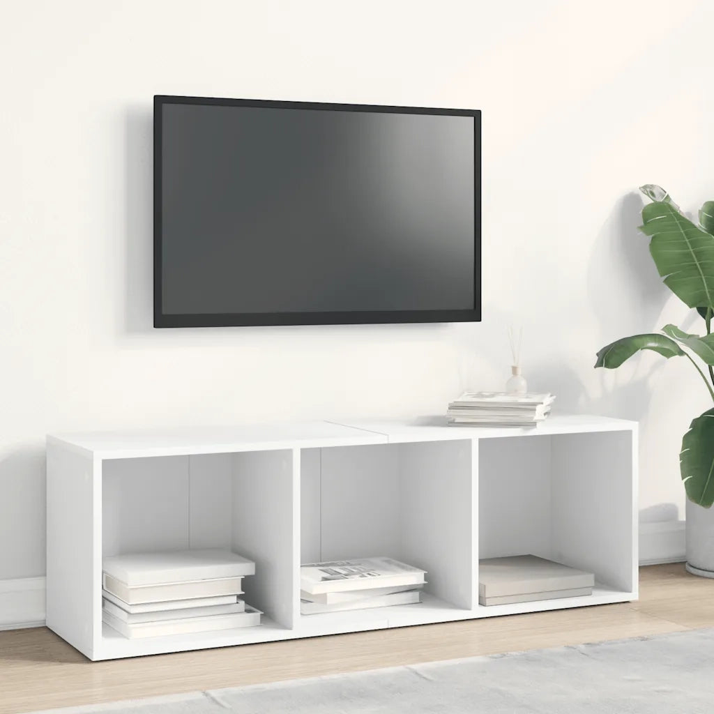 Libreria-Mobile TV Bianco 36x30x114 cm in Legno Multistrato