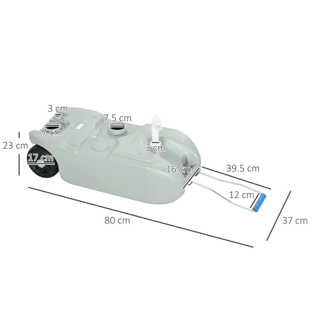 Serbatoio per Acqua da Campeggio 40L Tubo e Rubinetto Inclusi con Ruote Grigio