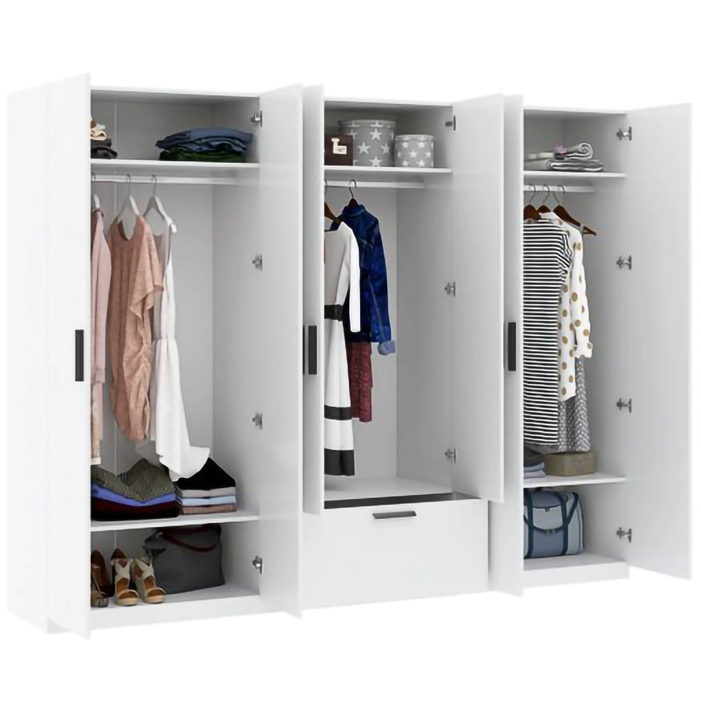Armadio Camera da Letto Letotava, Guardaroba Grande 3 Ripiani, 269x210h cm Bianco