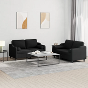 Set Divani 2 pz con Cuscini Nero in Tessuto 3201822