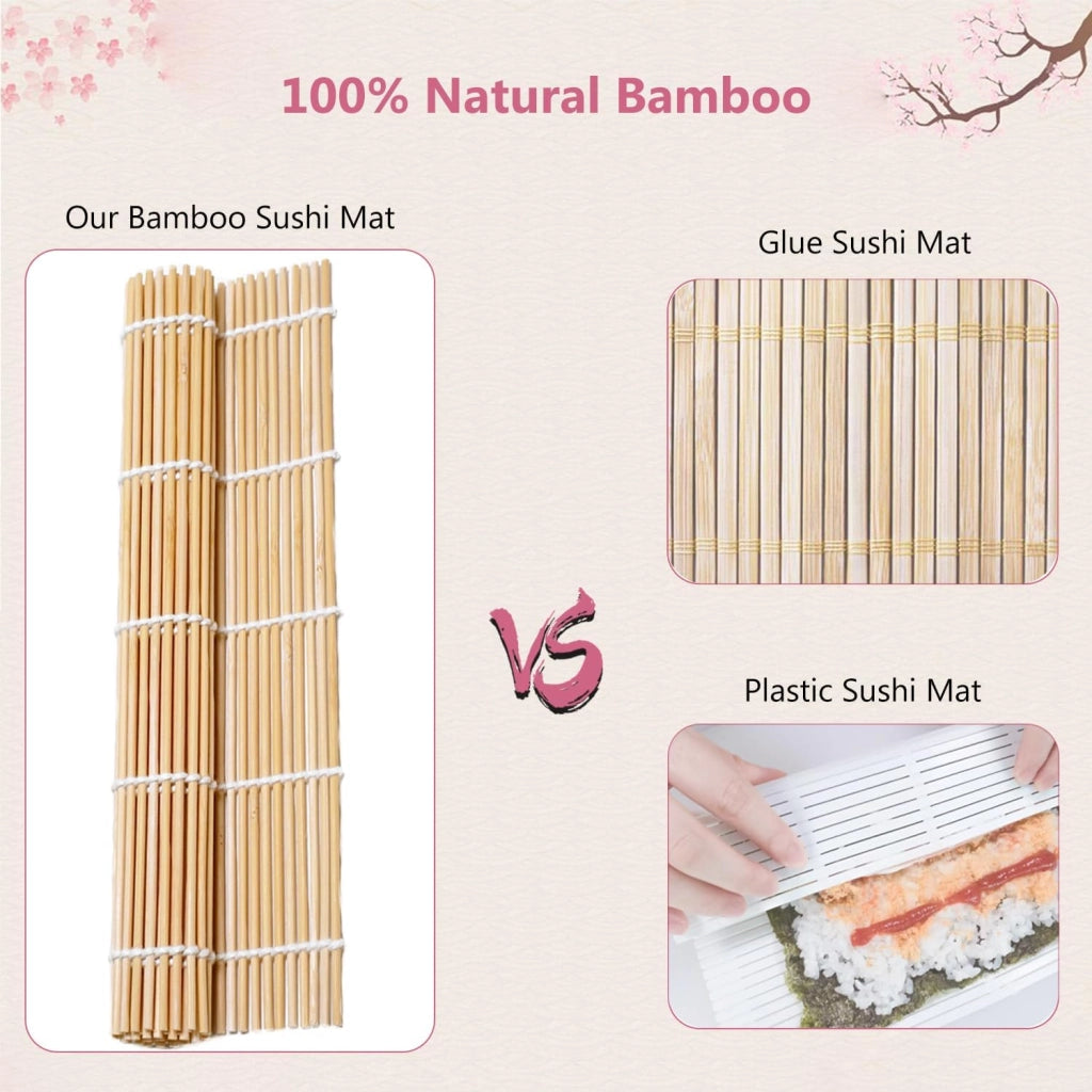 12 Pz Stuoia per Sushi Tappetino in Bambù Naturale per Arrotolare il Sushi 69758