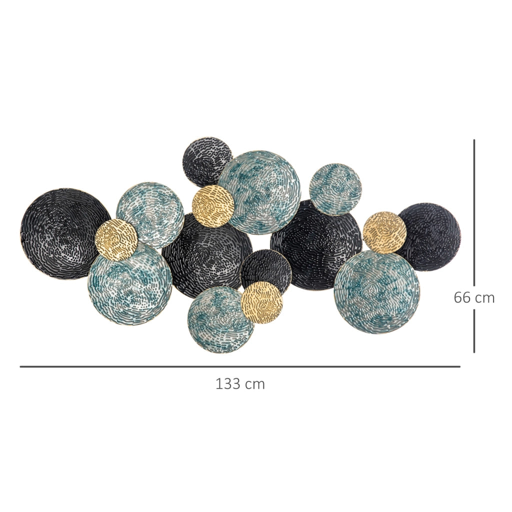 Decorazione Murale 3D a Cerchi ¨C zephmum ¨C Blu, Nero e Oro 133x66cm