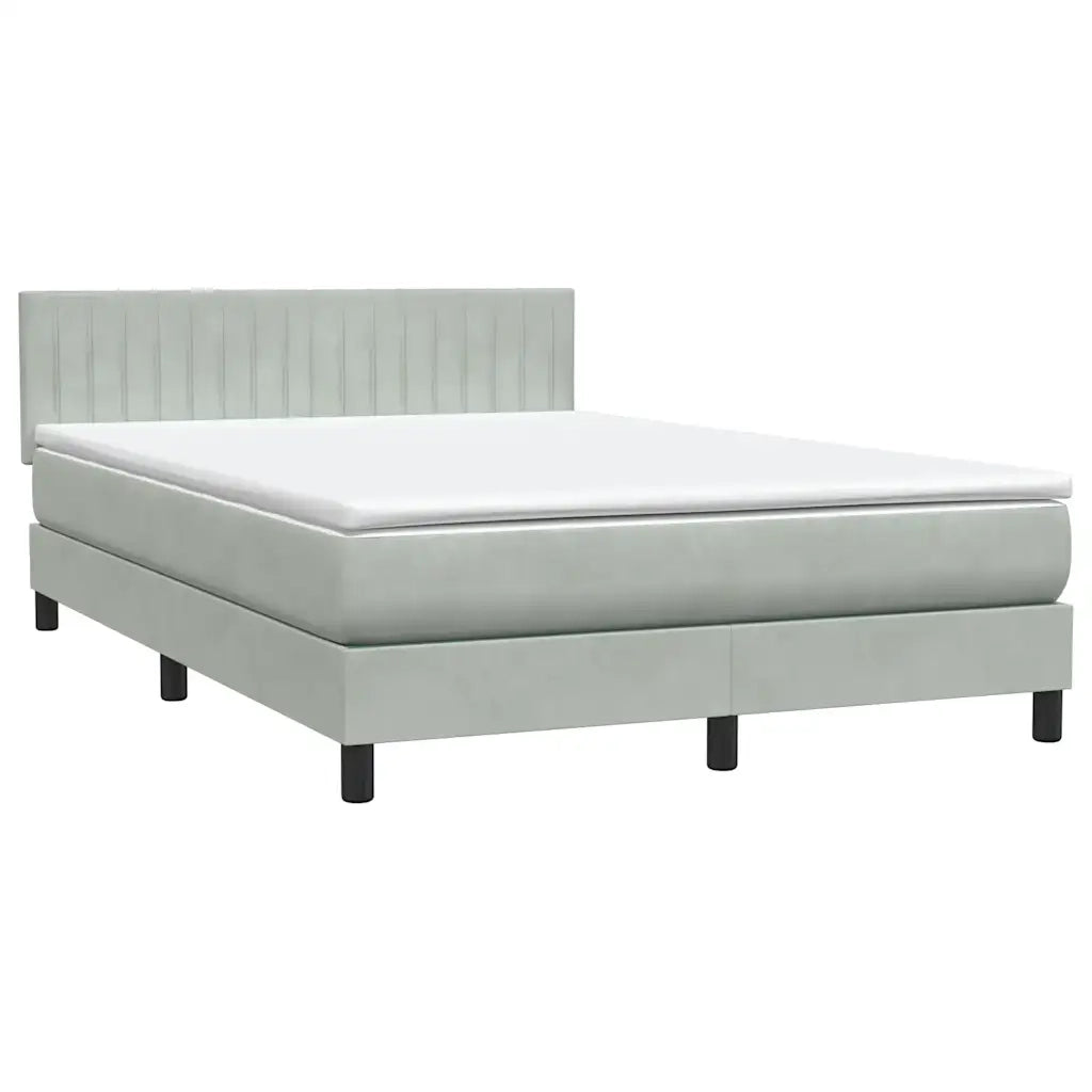 Letto a Molle con Materasso e LED Grigio Chiaro 160x210cm Velluto 3317079