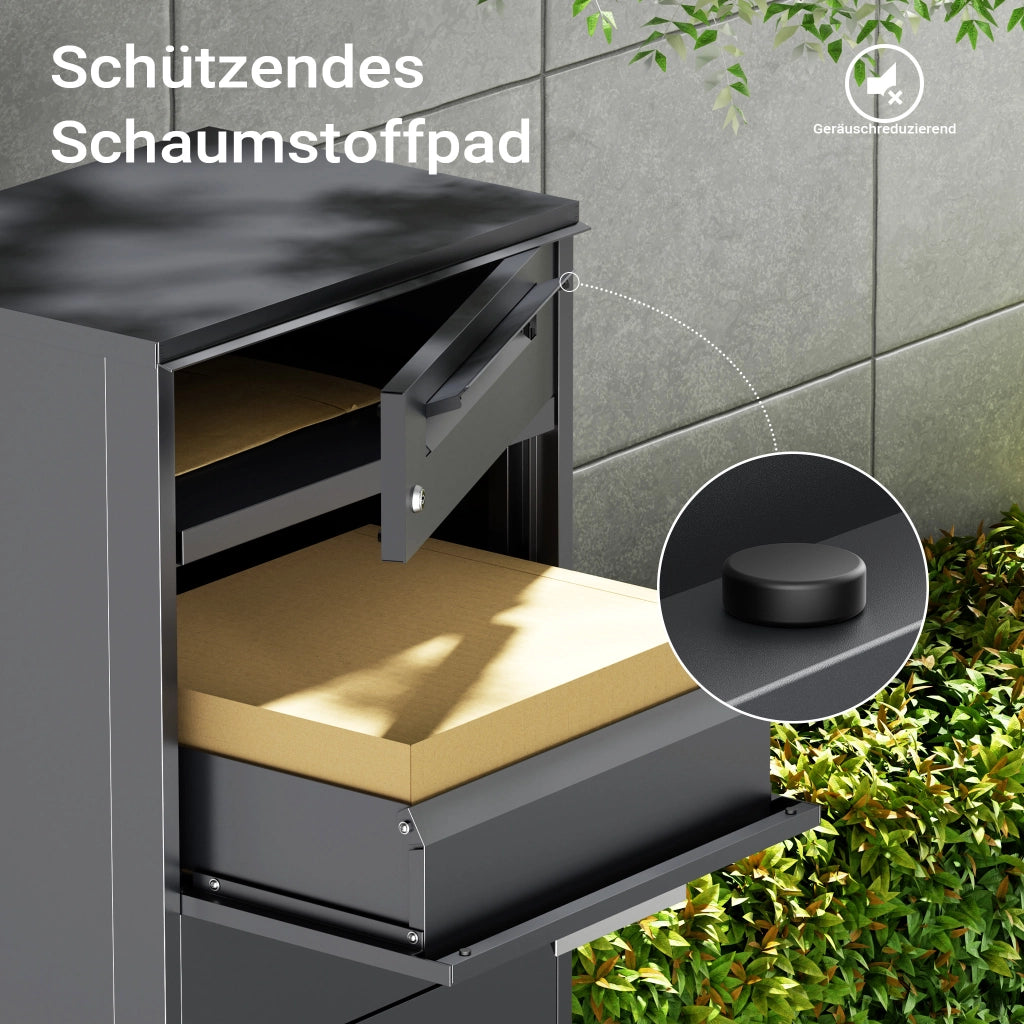 Toboli Cassetta postale per pacchi antracite 500 x 370 x 1120 mm Portapacchi con serratura