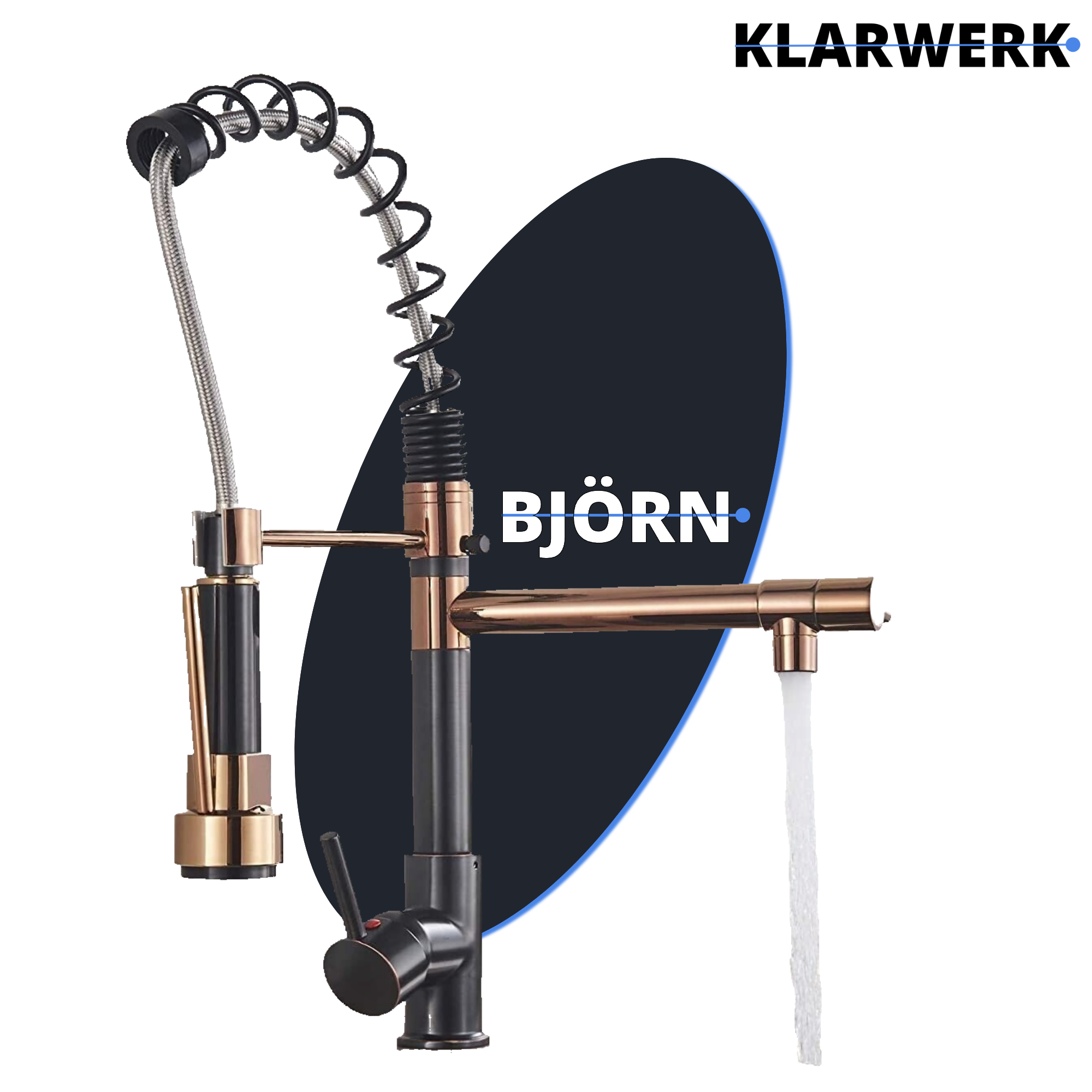 Bjorn | Rubinetto cucina Gastronomy rosegold Due docce | Rubinetto cucina professionale acciaio inossidabile | Ristorante doppio lavello