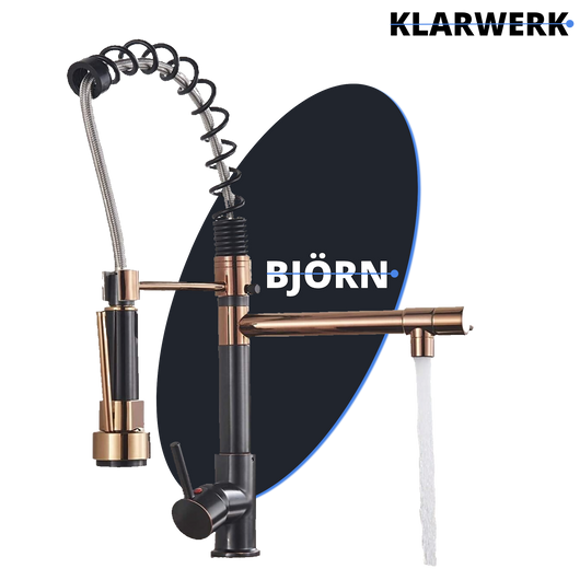 Bjorn | Rubinetto cucina Gastronomy rosegold Due docce | Rubinetto cucina professionale acciaio inossidabile | Ristorante doppio lavello