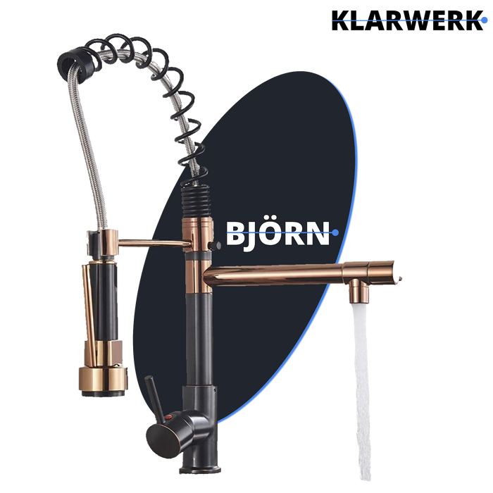 Bjorn | Rubinetto cucina Gastronomy rosegold Due docce | Rubinetto cucina professionale acciaio inossidabile | Ristorante doppio lavello