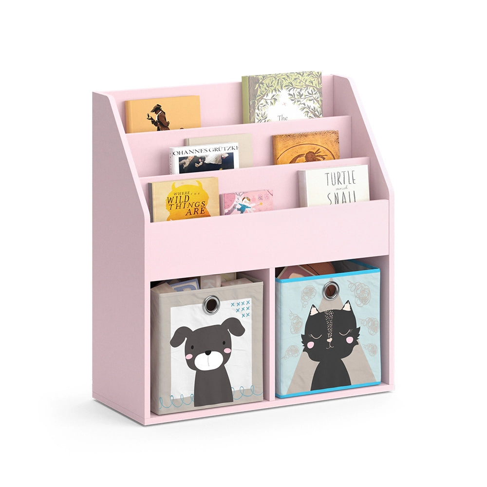 Vicco Libreria bambini rosa 72 x 79 cm con 2 scatole pieghevoli (cane, gatto)