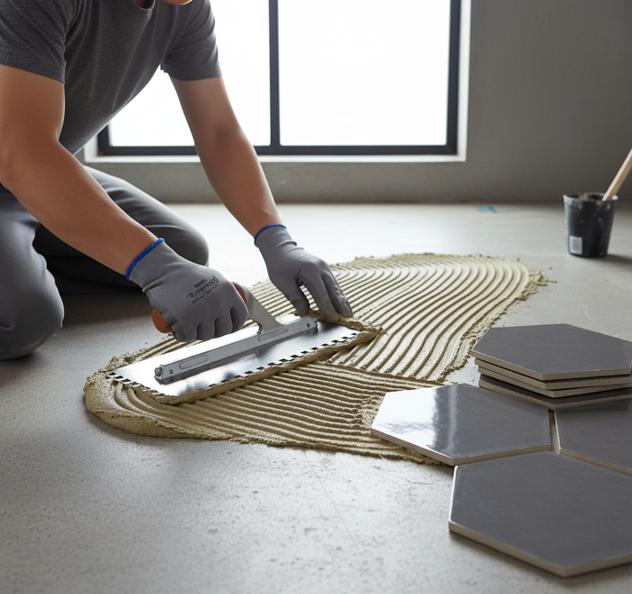 Spatola dentata in acciaio inox 28x12 cm con impugnatura in gomma *** misura dente 10x10 mm, confezione 1