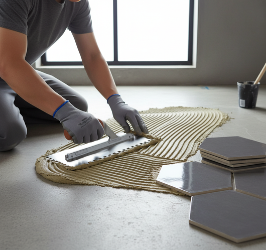 Spatola dentata in acciaio inox 28x12 cm con impugnatura in gomma *** misura dente 3x3 mm, confezione 1