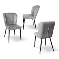 PAZZO DESIGN Sedia Simona set da 4 sedie Grigio in velluto e gambe in metallo