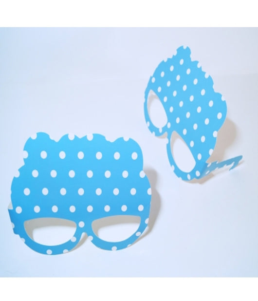 18 Occhiali Azzurro Pois Occhialini Sagomati In Carta Decorazioni Party Festa         