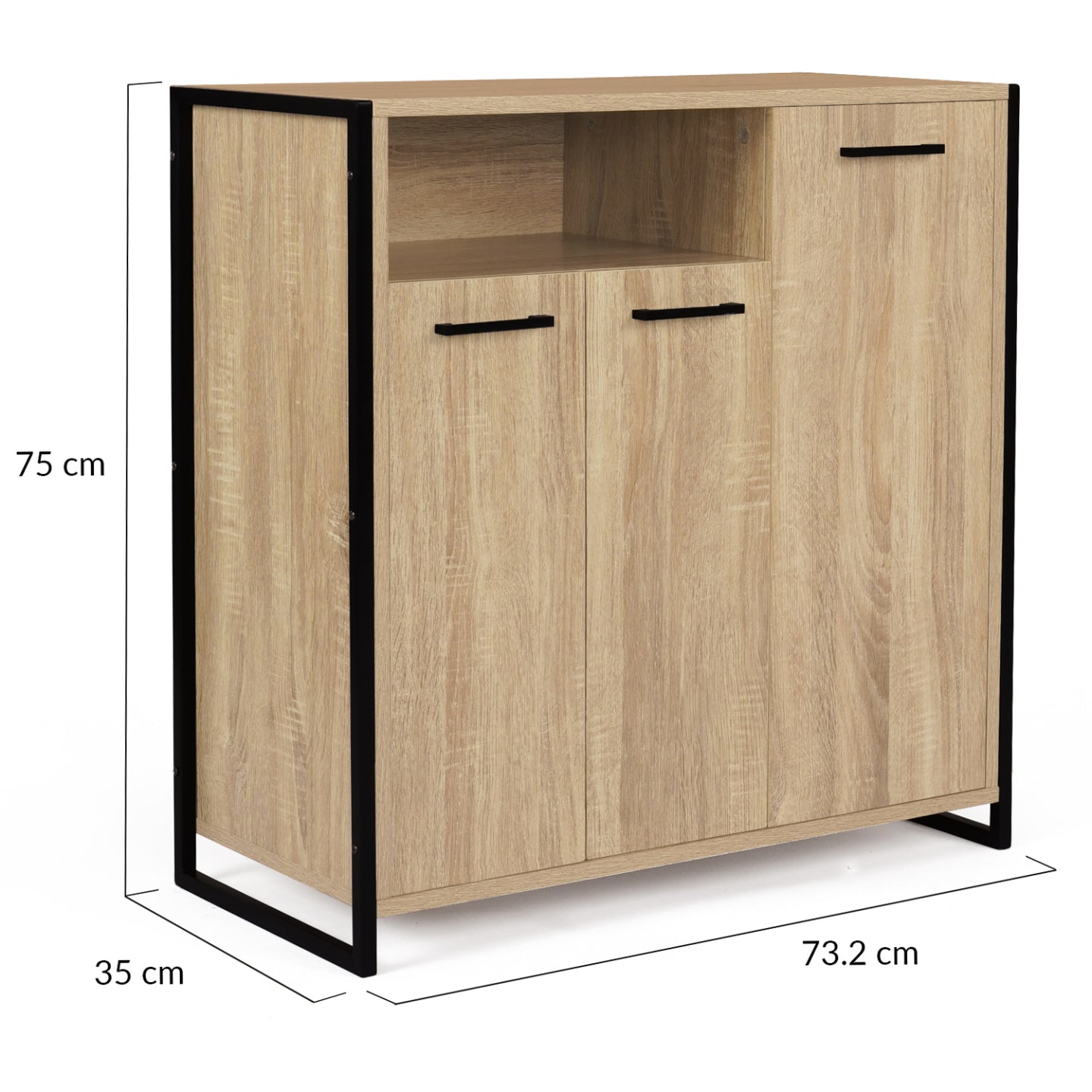 IDMarket - 18-pair LUIS Scarpiera a 3 ante con nicchia dal design industriale