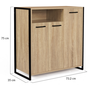 IDMarket - 18-pair LUIS Scarpiera a 3 ante con nicchia dal design industriale