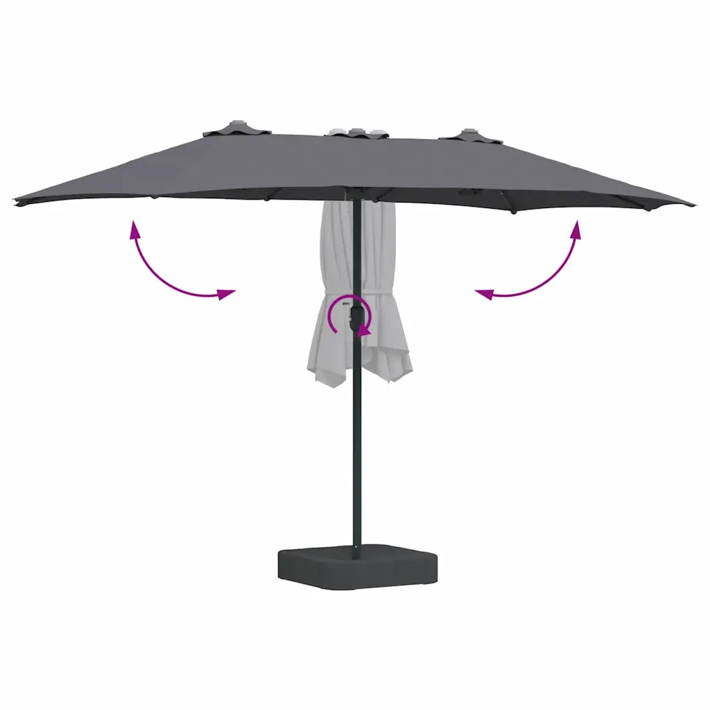 vidaXL Ombrello da giardino Antracite 385 x 209 x 244 cm Tessuto