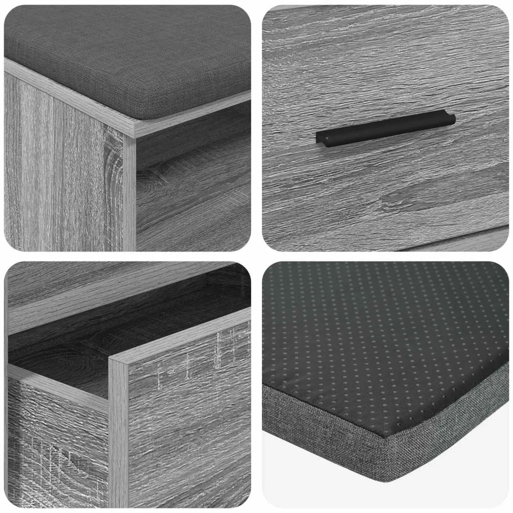 Panca per ingresso con cuscino Sonoma grigia 100 x 38 x 46 cm