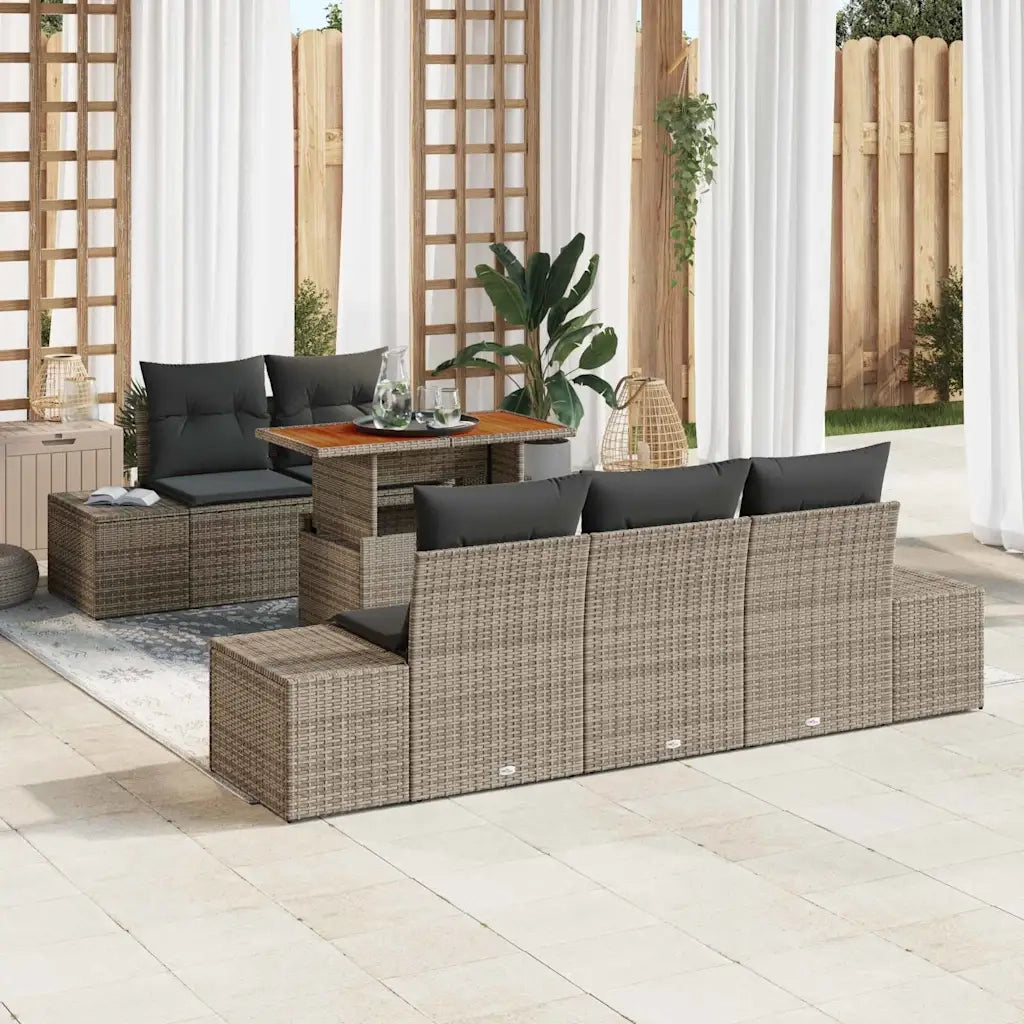 Set Divano da Giardino 6 pcs Grigio Poly Rattan 3358638